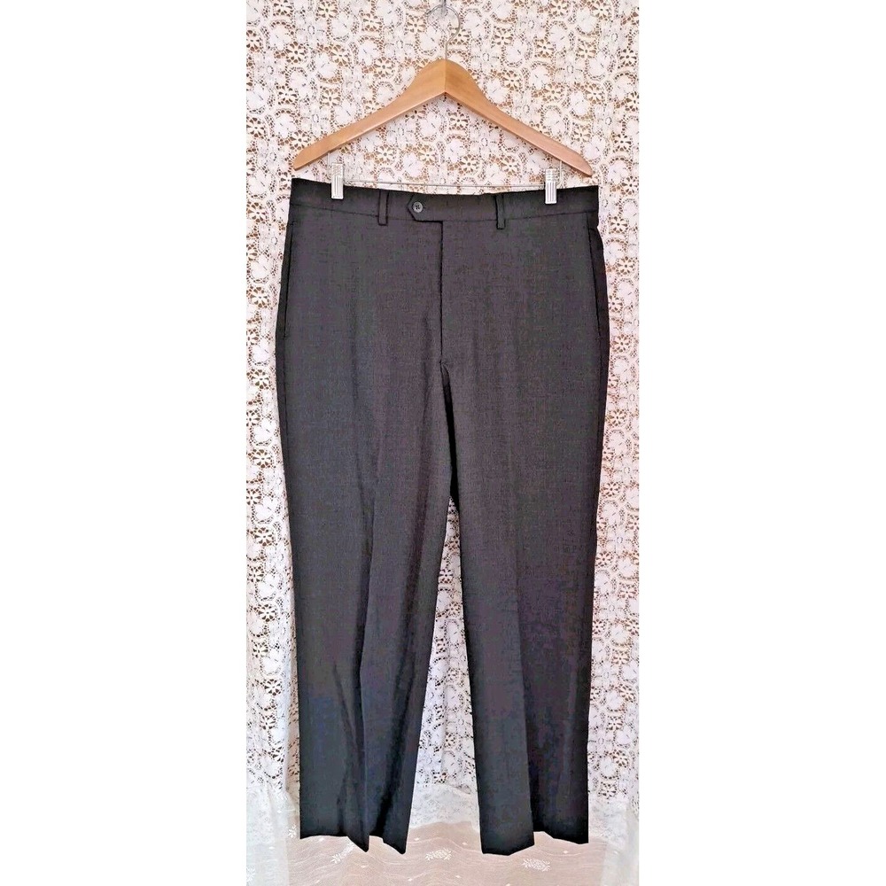 Wilke Rodriguez Dress Pant Waist 36" Dark‎ Gray Slash Pocket Wool Blend Unhemmed